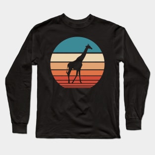 Giraffe Retro Sunset Long Sleeve T-Shirt